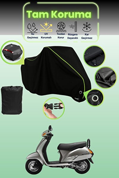 Dokaca Neo قماش دراجة نارية متوافق مع قفل وحقيبة خلفية باللون الأسود النيون ق...