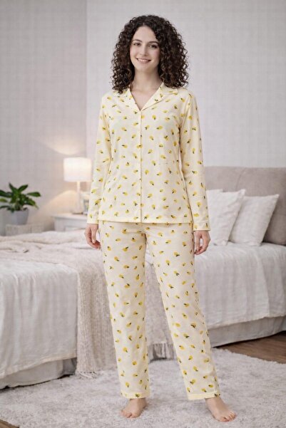 Pemilo Set de pijamale din piele intoarsa cu maneca lunga 0563 pentru femei