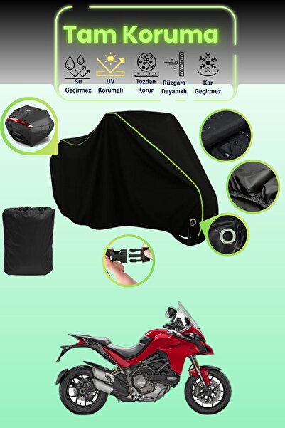 Dokaca Neo حقيبة خلفية وقفل أسود نيون قماش مجدّل متوافقة مع دراجة دوكاتي مولت...