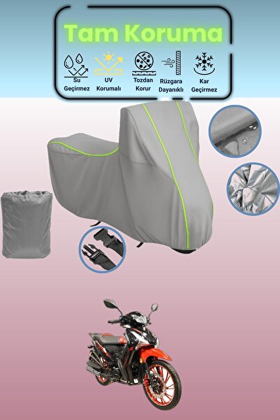 Dokaca Neo غطاء دراجة نارية رمادي نيون قماش مجدّل أرورا سمارت 50 X متوافق، غط...