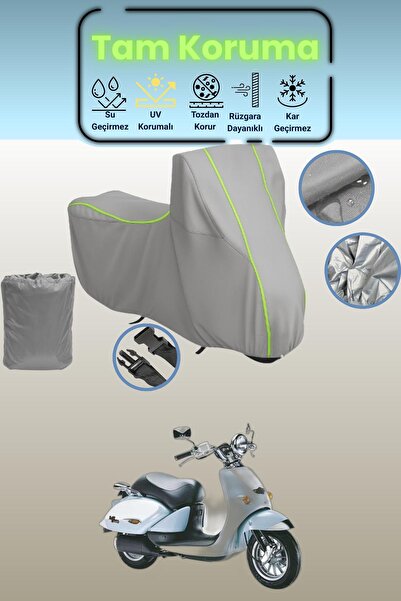 Dokaca Neo غطاء دراجة نارية رمادي نيون قماش مجدّل أبريليا موهيتو 125 متوافق م...