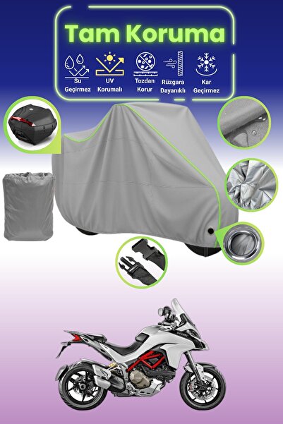 Dokaca Neo حقيبة خلفية رمادية نيون قماش مجدّل متوافقة مع دوكاتي مولتيسترادا 1...