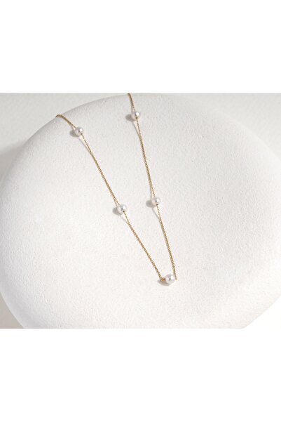 Gold Marley 14 Ayar Altın İnci Zerafeti Kolye