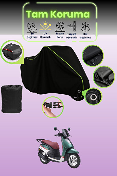 Dokaca Neo قماش دراجة نارية متوافق مع قفل وحقيبة خلفية باللون الأسود النيون ق...