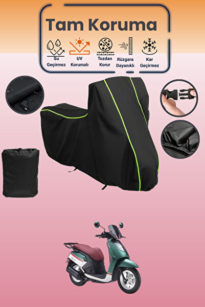 Dokaca Neo Black Neon Corded Fabric Arora Gemma 125 Compatible Motorcycle Cov...
