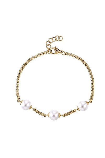 Bijuteria SORELLY Brățară placată cu aur de 14k cu perle