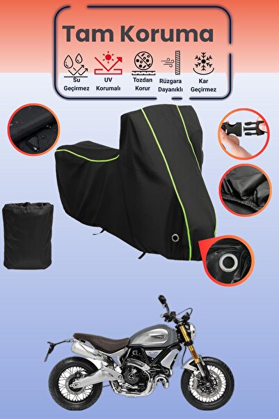 Dokaca Neo غطاء دراجة نارية أسود نيون قماش مجدّل متوافق مع دوكاتي سكرامبلر 11...