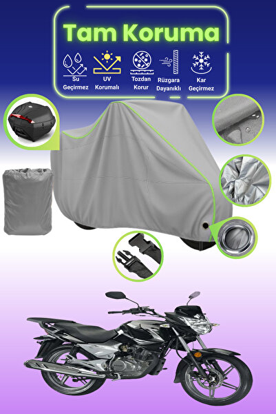 Dokaca Neo غطاء دراجة نارية رمادي نيون قماش مجدّل متوافق مع قفل وحقيبة خلفية ...