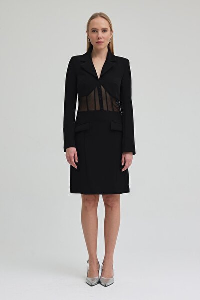 Lijuri Mini Dress with Tulle Low-Cut and Lace-Up Back 2942 R5-I-K2