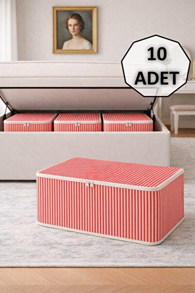 ADARYA HOME 10-секційний смугастий мішок 62x37x25 см Організатор для шафи Тка...