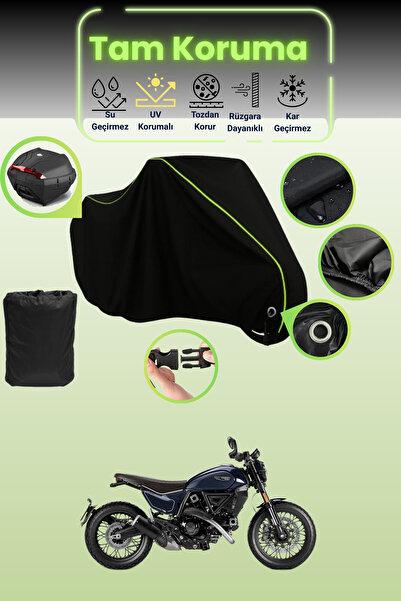 Dokaca Neo حقيبة خلفية وقفل أسود نيون قماش مجدّل متوافقة مع دوكاتي سكرامبلر ن...