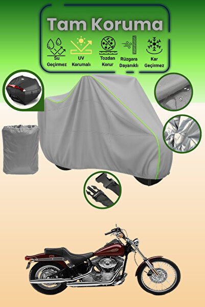 Dokaca Neo حقيبة خلفية رمادية نيون قماش مجدّل متوافقة مع هارلي ديفيدسون سوفتي...