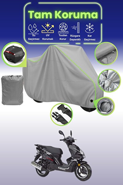 Dokaca Neo غطاء دراجة نارية رمادي نيون قماش مجدّل متوافق مع قفل وحقيبة خلفية ...