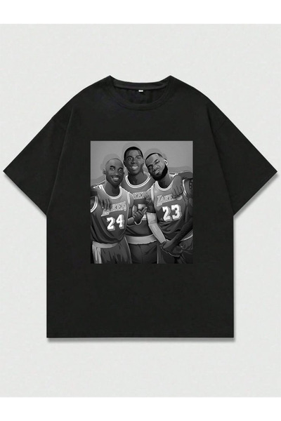 MAGORS تي شيرت كوبي براينت بين مطبوع للجنسين ذو قصة كبيرة 100% قطن برقبة دائر...