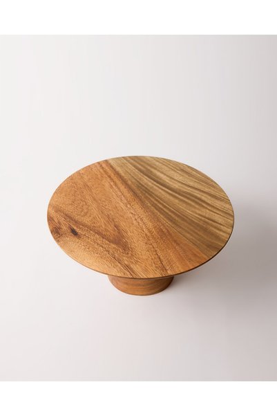 TUSE LIVING Selected Real Acacia Wood Pedestal Cake Stand - Presentation Stand 25 cm