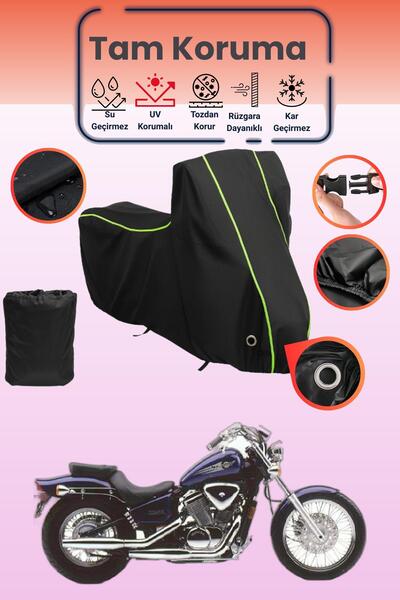Dokaca Neo غطاء دراجة نارية أسود نيون قماش مجدّل متوافق مع هوندا VT 600 شادو،...