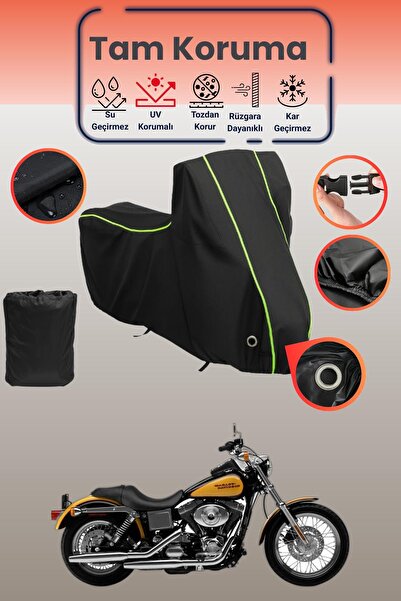 Dokaca Neo غطاء دراجة نارية أسود نيون قماش مجدّل متوافق مع هارلي ديفيدسون داي...