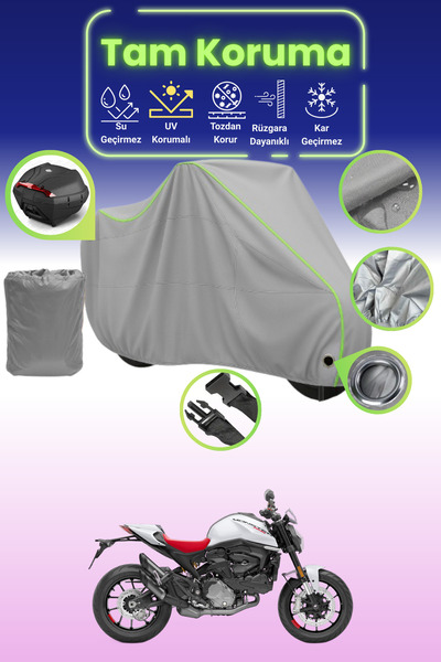 Dokaca Neo حقيبة خلفية رمادية نيون قماش مجدّل متوافقة مع دوكاتي مونستر 937 بل...