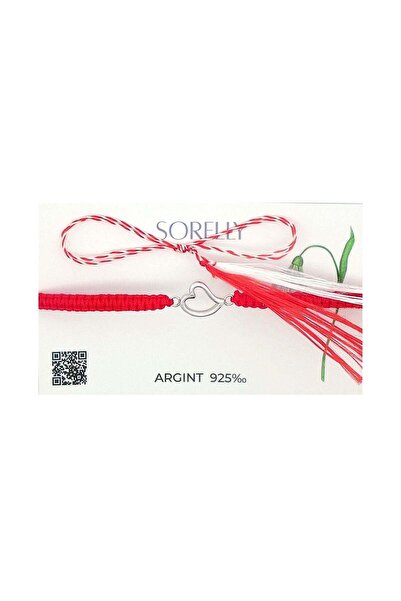 Bijuteria SORELLY Martisor Silver Bracelet with Red Cord and Heart