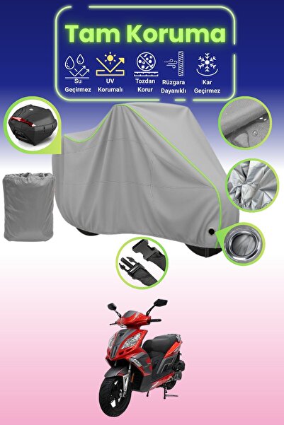 Dokaca Neo غطاء دراجة نارية رمادي نيون قماش مجدّل متوافق مع قفل وحقيبة خلفية ...