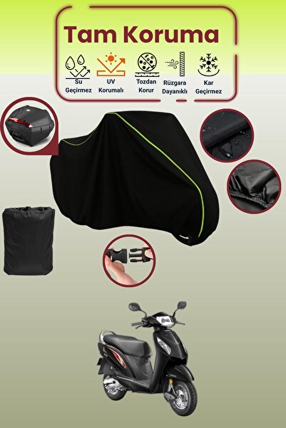 Dokaca Neo حقيبة خلفية سوداء نيون قماش مجدّل متوافقة مع هوندا أكتيفا 110، غطا...