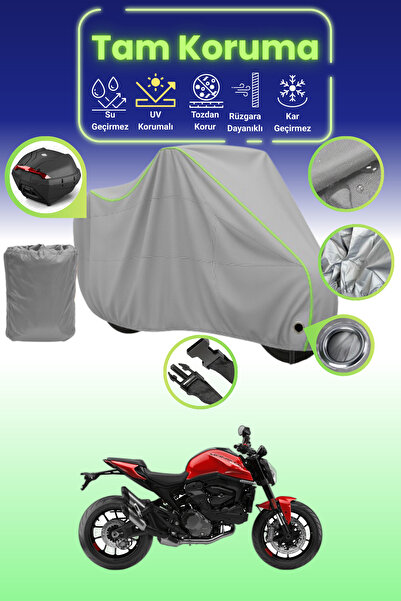 Dokaca Neo حقيبة خلفية رمادية نيون قماش مجدّل متوافقة مع دوكاتي مونستر 937، ق...