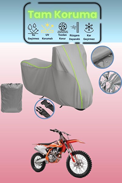 Dokaca Neo غطاء دراجة نارية رمادي نيون قماش مجدّل KTM 250 SXF متوافق، غطاء وا...
