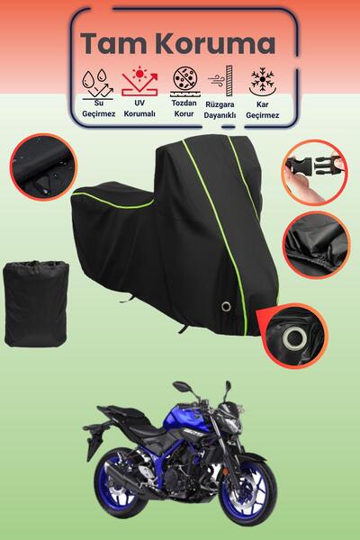 Dokaca Neo غطاء دراجة نارية متوافق مع Yamaha MT-25 باللون الأسود النيون قماش ...