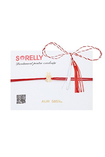 Bijuteria SORELLY Brățară Martisor din aur de 14k cu buburuză roșie