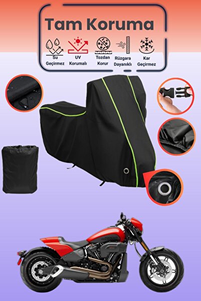 Dokaca Neo غطاء دراجة نارية أسود نيون قماش مجدّل متوافق مع هارلي ديفيدسون سوف...