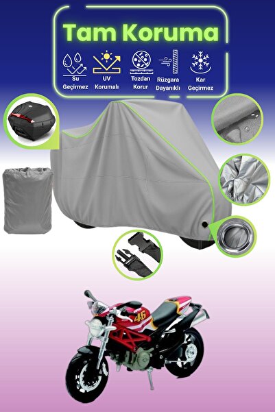 Dokaca Neo حقيبة خلفية وقفل رمادي نيون قماش مجدّل متوافقة مع دراجة دوكاتي مون...