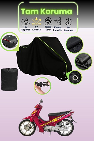 Dokaca Neo قماش دراجة نارية متوافق مع قفل وحقيبة خلفية باللون الأسود النيون ق...