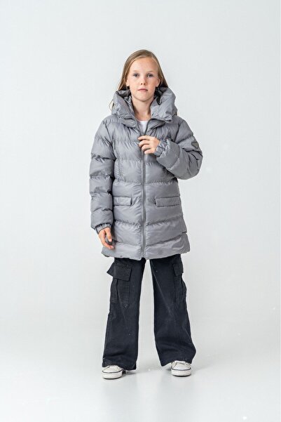 g-serko معطف للفتيات باللون الرمادي لعمر 6-9 سنوات