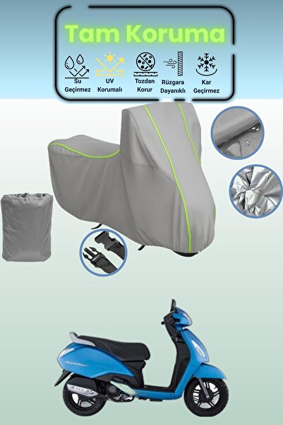 Dokaca Neo غطاء دراجة نارية رمادي نيون قماش مجدّل متوافق مع TVS Jupiter، غطاء...