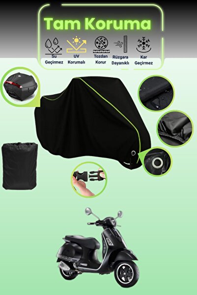 Dokaca Neo حقيبة خلفية سوداء نيون قماش مجدّل متوافقة مع Vespa GTS 250 متوافقة...