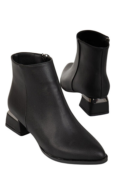 Liarca Women's Black Zippered Chunky Heel Ankle Boots – Suitable for Daily an...