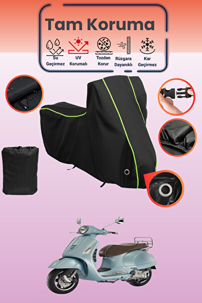 Dokaca Neo غطاء دراجة نارية أسود نيون قماش مجدّل متوافق مع Vespa GTS 125 ABS،...