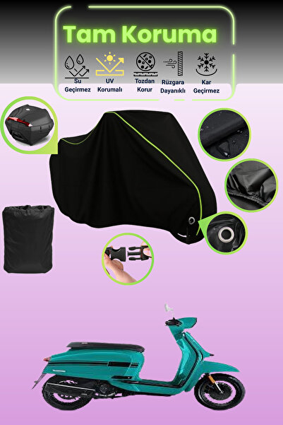 Dokaca Neo قماش دراجة نارية متوافق مع لامبريتا V125 باللون الأسود النيون قماش...