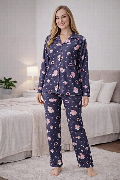 Pemilo Women's 0472 Suede Long Sleeve Pajama Set
