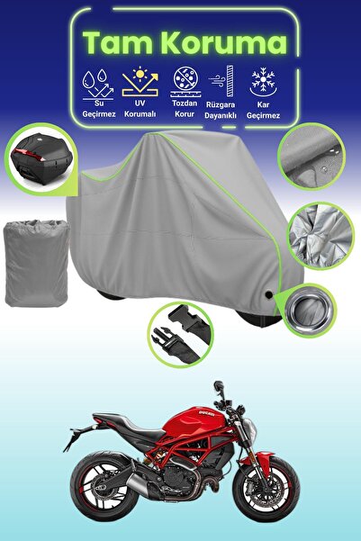 Dokaca Neo حقيبة خلفية رمادية نيون قماش مجدّل متوافقة مع دوكاتي مونستر 797، ق...