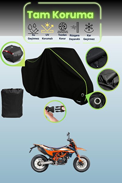 Dokaca Neo حقيبة خلفية وقفل أسود نيون قماش مجدّل متوافقة مع KTM 690 SMC R متو...