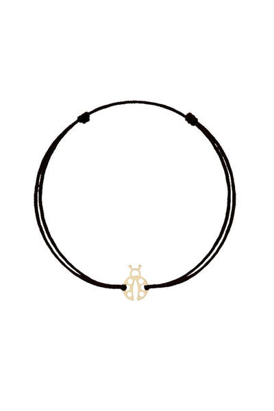 Bijuteria SORELLY 14k Gold Cord Bracelet with Ladybug Black