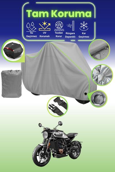 Dokaca Neo غطاء دراجة نارية رمادي نيون قماش مجدّل متوافق مع قفل وحقيبة خلفية ...