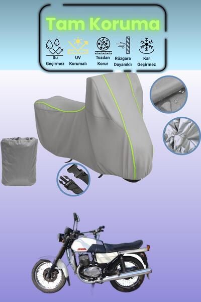 Dokaca Neo غطاء دراجة نارية رمادي نيون قماش مجدّل جاوا 350 توين سبورت متوافق،...