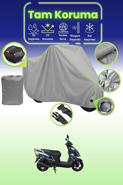 Dokaca Neo غطاء دراجة نارية رمادي نيون قماش مجدّل متوافق مع قفل وحقيبة خلفية ...