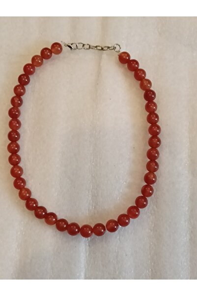 Butik Tülin Unisex Authentic Natural Stone Coffee Agate Round Ball Beads Neck...