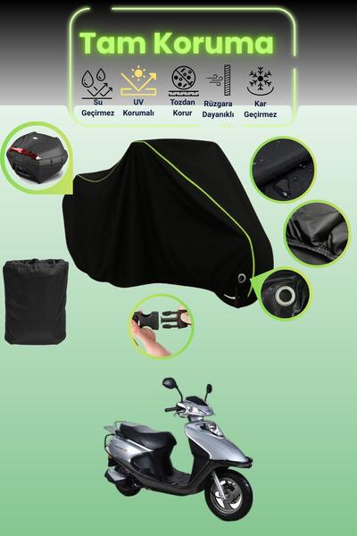 Dokaca Neo قماش دراجة نارية متوافق مع قفل وحقيبة خلفية باللون الأسود النيون ق...