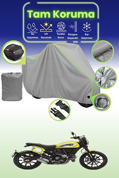 Dokaca Neo حقيبة خلفية رمادية نيون قماش مجدّل متوافقة مع حقيبة دوكاتي سكرامبل...