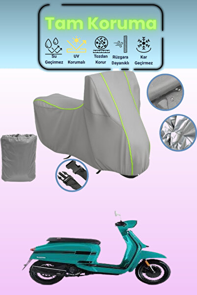 Dokaca Neo غطاء دراجة نارية رمادي نيون قماش مجدّل لامبريتا V125 متوافق بشكل خ...