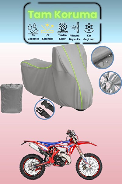 Dokaca Neo غطاء دراجة نارية رمادي نيون قماش مجدّل Beta RR 250 2T متوافق مع سب...
